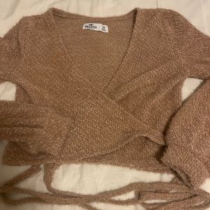 hollister brown wrap tie top